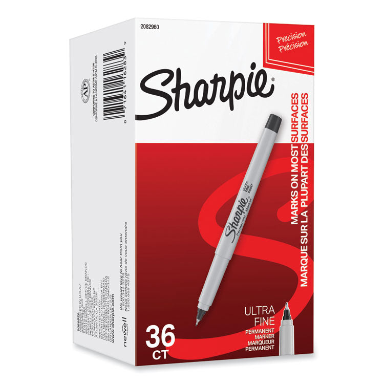 Sharpie® Ultra Fine Tip Permanent Marker, Ultra-Fine Bullet Tip, Black, 36/Pack (SAN2082960) Pack of 36