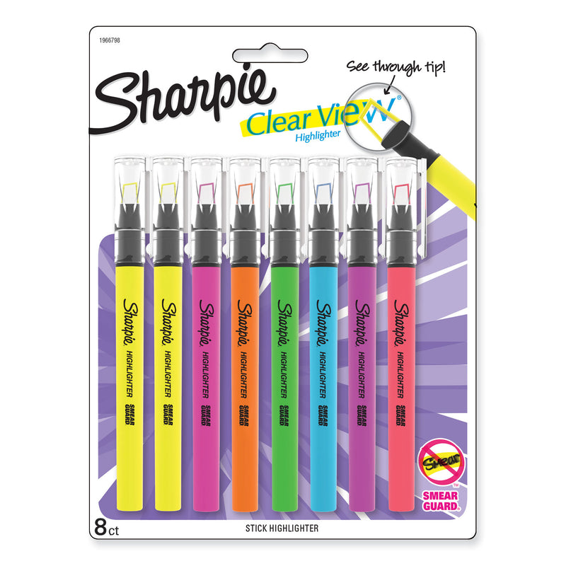 Sharpie Clearview Pen-Style Highlighter, Chisel Tip, Assorted Colors, 8/Pack (SAN1966798) Set of 8