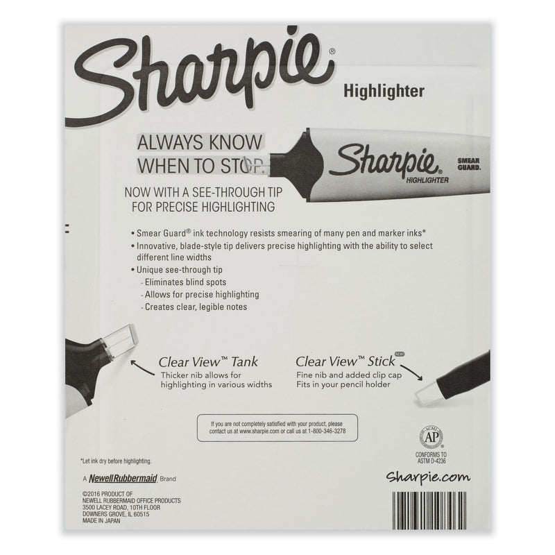 Sharpie Clearview Pen-Style Highlighter, Chisel Tip, Assorted Colors, 8/Pack (SAN1966798) Set of 8