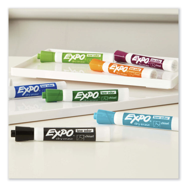 EXPO® Low Odor Dry Erase Vibrant Color Markers, Broad Chisel Tip, Assorted Colors, 12/Set (SAN1927525)