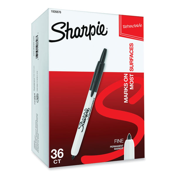Sharpie® Retractable Permanent Marker Value Pack, Fine Bullet Tip, Black, 36/Pack (SAN1926876) Pack of 36