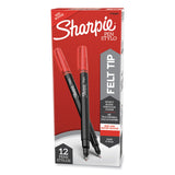 Sharpie® Water-Resistant Ink Porous Point Pen, Stick, Fine 0.4 mm, Red Ink, Black/Red Barrel, Dozen (SAN1742665) 1 Dozen