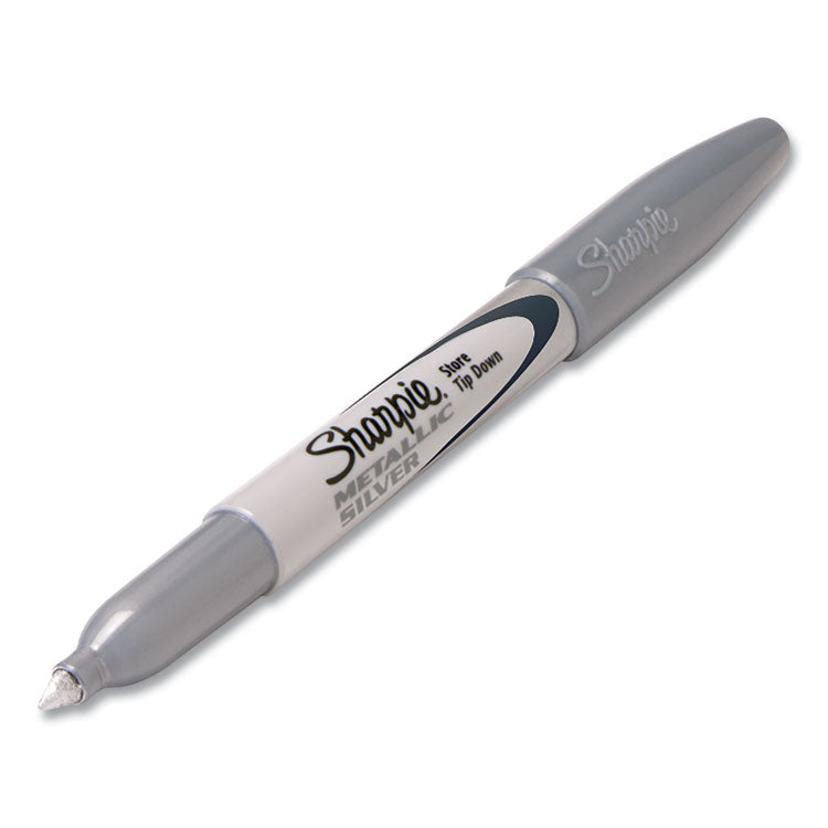 Sharpie® Metallic Fine Point Permanent Markers, Fine Bullet Tip, Metallic Silver, Dozen (SAN39100) 1 Dozen