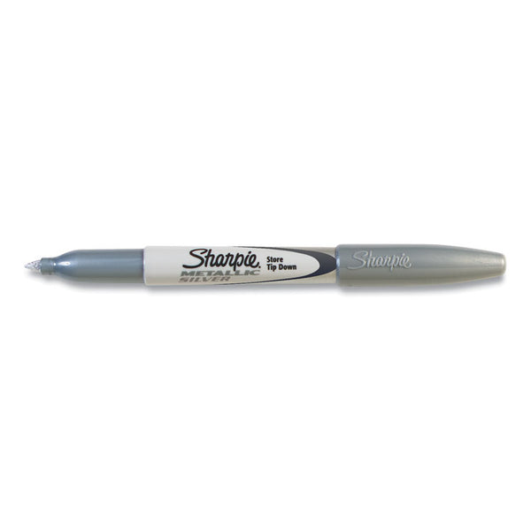 Sharpie® Metallic Fine Point Permanent Markers, Fine Bullet Tip, Metallic Silver, Dozen (SAN39100) 1 Dozen