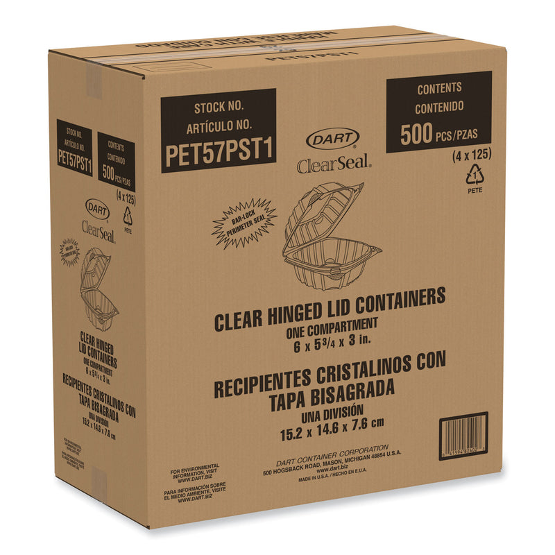 ClearSeal Hinged-Lid Plastic Containers, 5.86 x 3.11, Clear, Plastic, 500/Carton (DCCPET57PST1) Case of 500