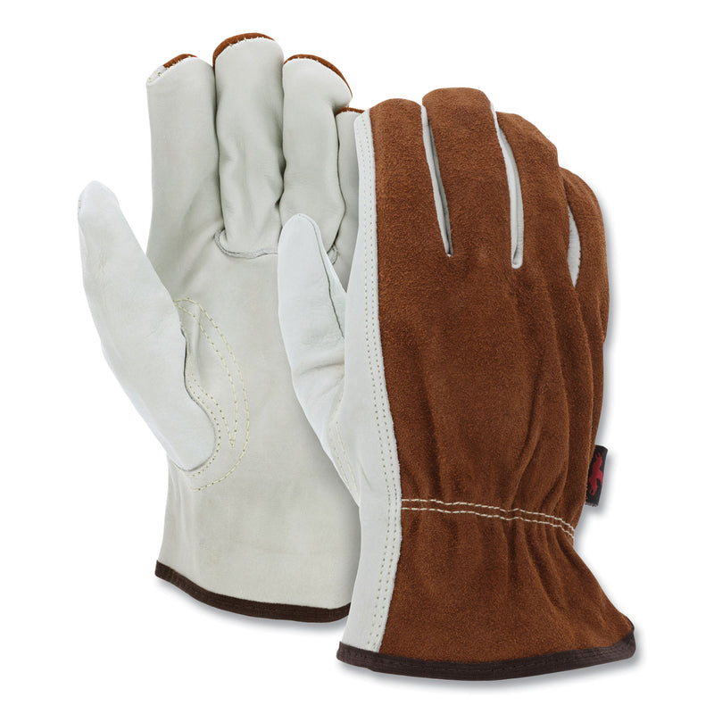 Dual Leather Industrial Gloves, Cream, X-Large, 12 Pairs (CRW3205XL) 1 Dozen