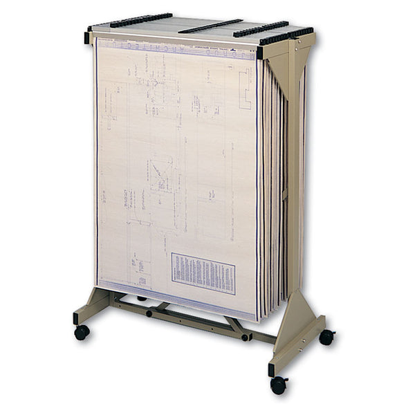 Safco® Mobile Plan Center Sheet Rack, 18 Hanging Clamps, 43.75w x 20.5d x 51h, Sand (SAF5060)