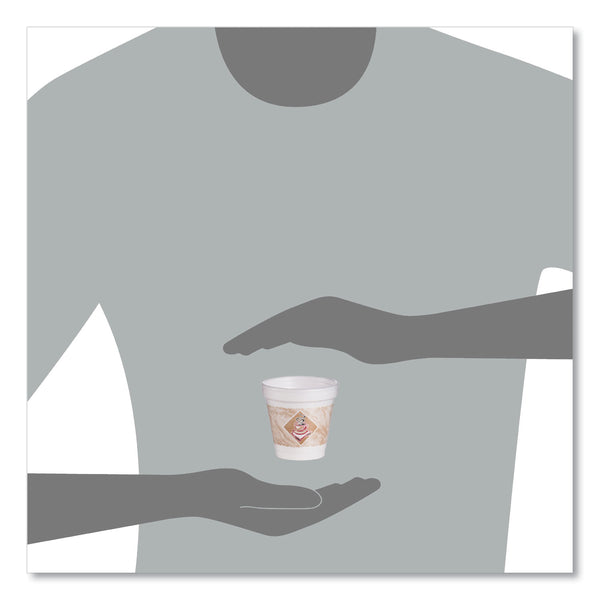 ThermoGlaze Insulated Foam Cups Stock Prints, 4 oz, White/Beige/Red, 1,000/Carton (DCC4J4G) Case of 1000