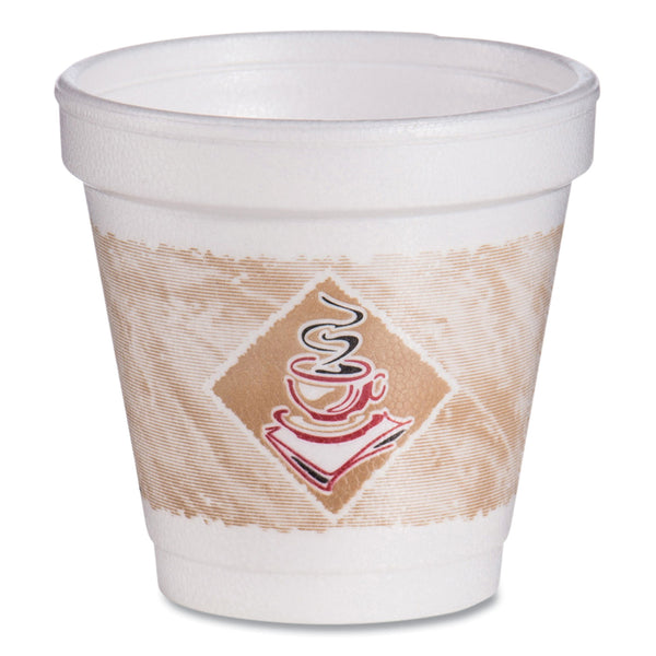 ThermoGlaze Insulated Foam Cups Stock Prints, 4 oz, White/Beige/Red, 1,000/Carton (DCC4J4G) Case of 1000