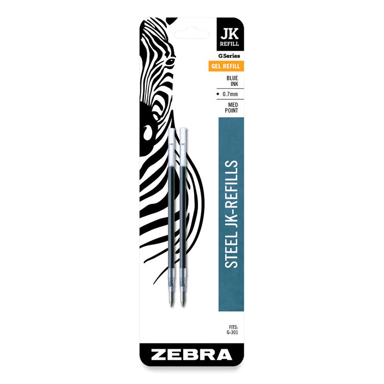 Zebra® Refill for Zebra JK G-301 Gel Rollerball Pens, Medium Conical Tip, Blue Ink, 2/Pack (ZEB88122) Pack of 2