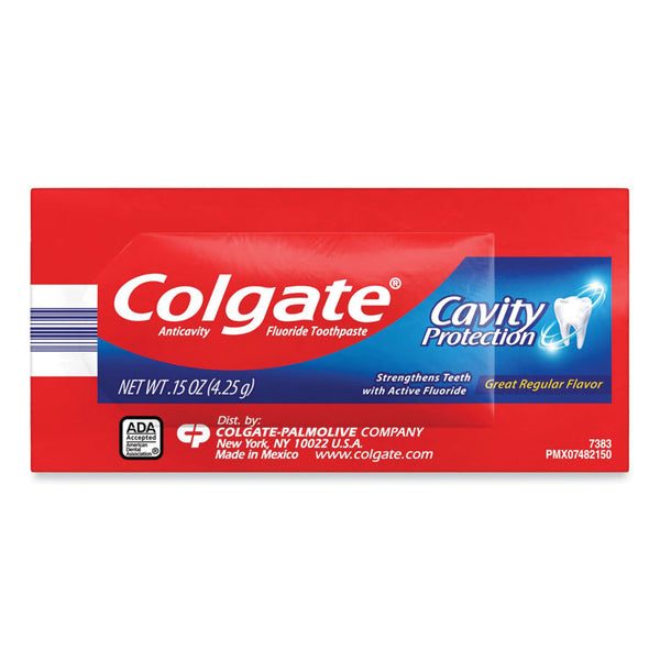 Colgate® Cavity Protection Toothpaste, Regular Flavor, 0.15 oz Sachet, 1,000/Carton (CPC50130)
