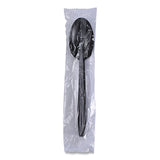 Boardwalk® Heavyweight Wrapped Polypropylene Cutlery, Teaspoon, Black, 1,000/Carton (BWKTSHWPPBIW) Case of 1000