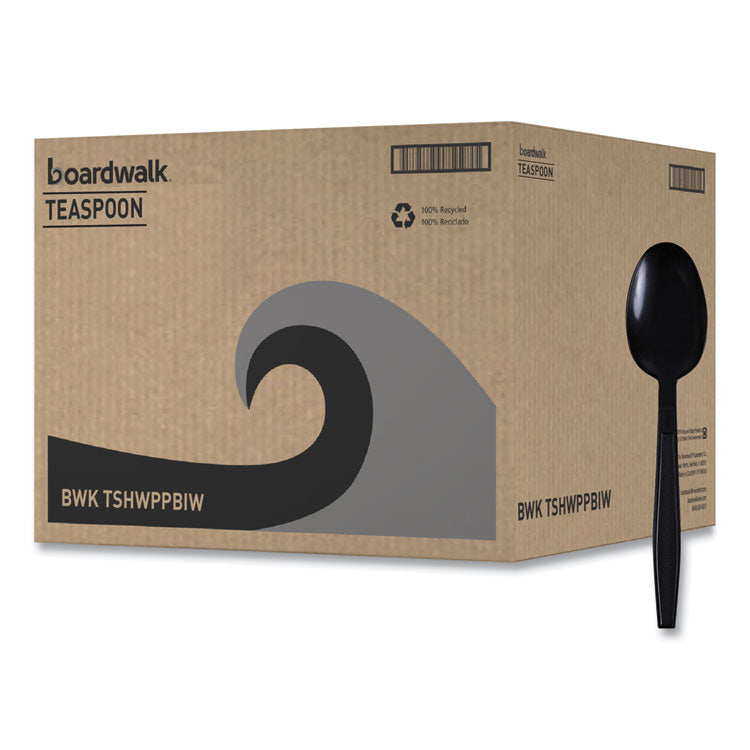 Boardwalk® Heavyweight Wrapped Polypropylene Cutlery, Teaspoon, Black, 1,000/Carton (BWKTSHWPPBIW) Case of 1000