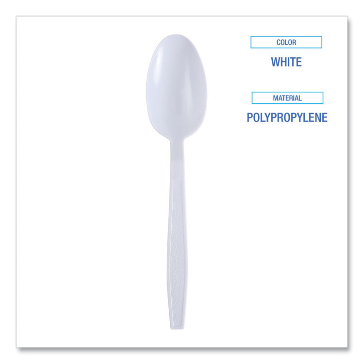 Boardwalk® Heavyweight Wrapped Polypropylene Cutlery, Teaspoon, White, 1,000/Carton (BWKTSHWPPWIW) Case of 1000