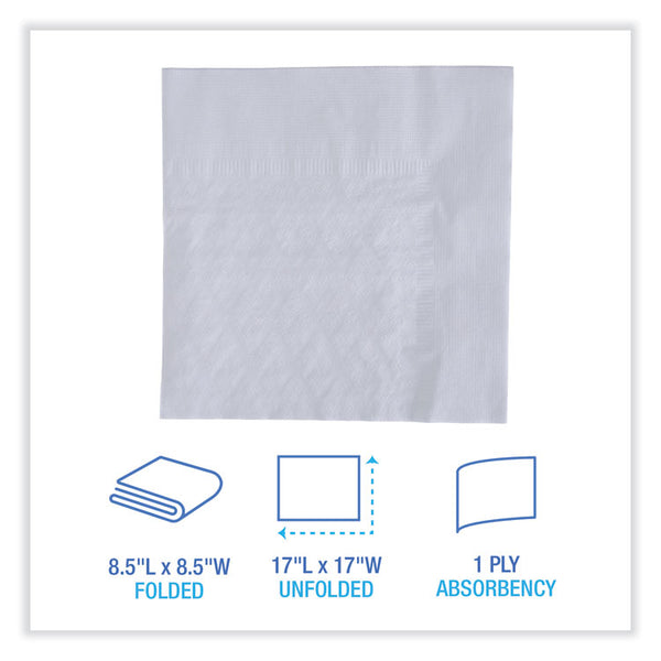 Boardwalk® Dinner Napkin, 1-Ply, 17 x 17, White, 250/Pack, 12 Packs/Carton (BWK8307W)