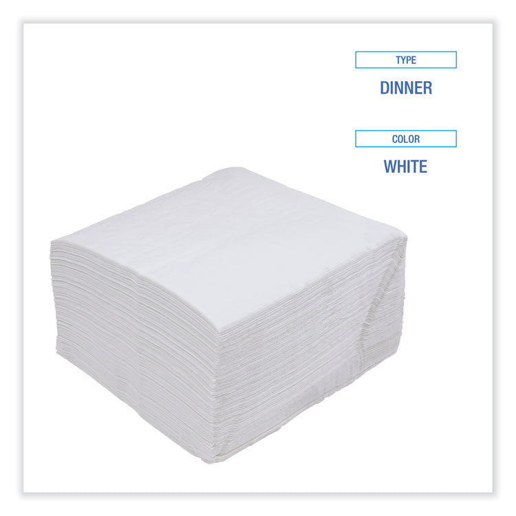 Boardwalk® Dinner Napkin, 1-Ply, 17 x 17, White, 250/Pack, 12 Packs/Carton (BWK8307W) Case of 3000