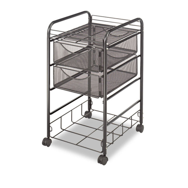 Safco® Onyx Mesh Mobile File with Four Supply Drawers, Metal, 1 Shelf, 4 Drawers, 15.75" x 17" x 27", Black (SAF5214BL) Each