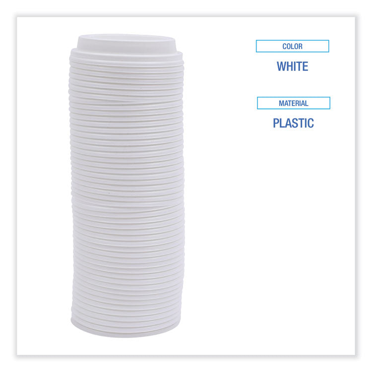 Boardwalk® Deerfield Hot Cup Lids, Fits 10 oz to 20 oz Cups, White, Plastic, 50/Pack, 20 Packs/Carton (BWKDEERHLIDW) Case of 1000