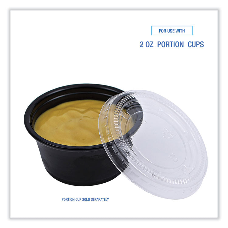 Boardwalk® Souffle/Portion Cup Lids, Fits 1.5 oz and 2 oz Portion Cups, Clear, 2,500/Carton (BWKPRTLID2)