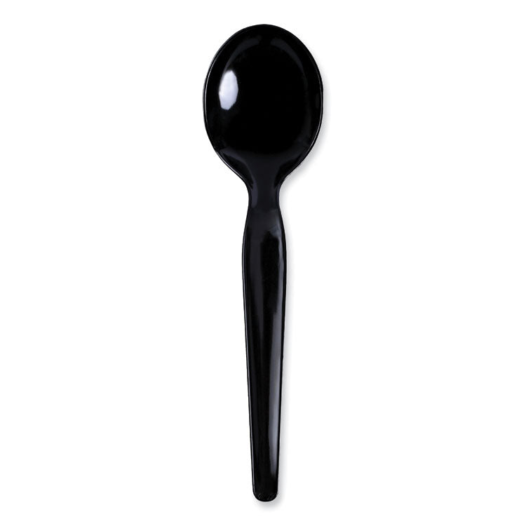 Boardwalk® Heavyweight Polystyrene Cutlery, Soup Spoon, Black, 1000/Carton (BWKSOUPHWPSBLA) Case of 1000