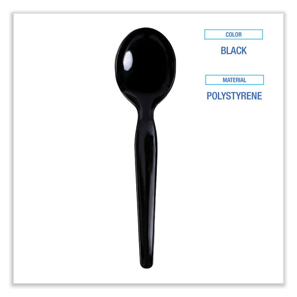 Boardwalk® Heavyweight Polystyrene Cutlery, Soup Spoon, Black, 1000/Carton (BWKSOUPHWPSBLA)