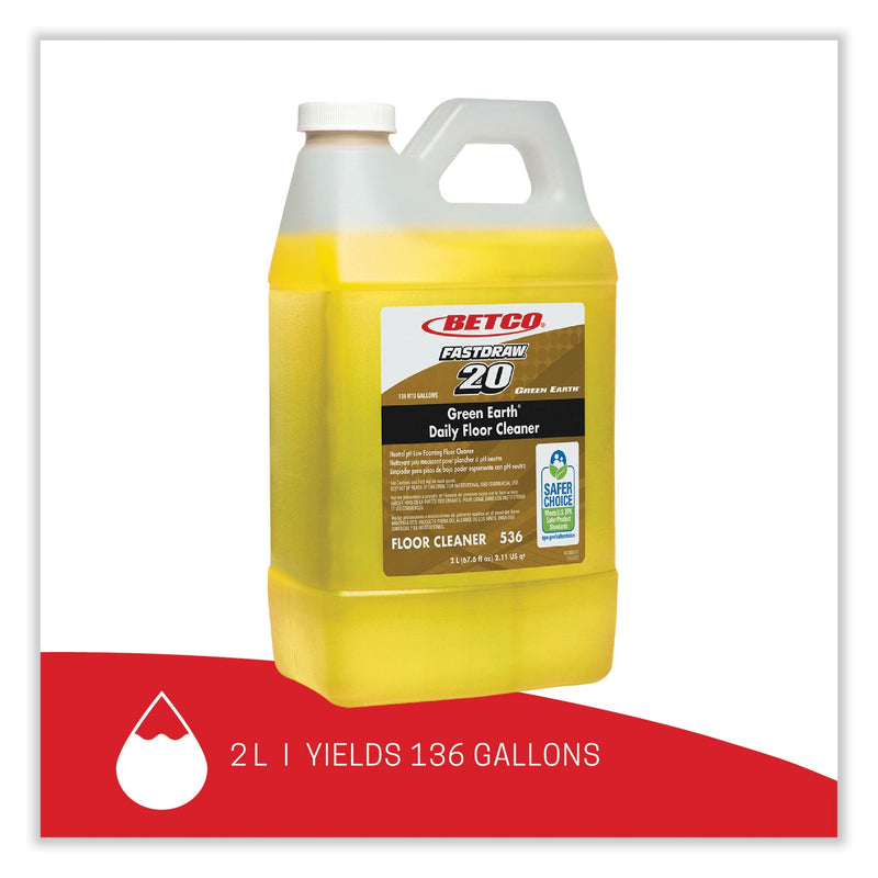 Betco® Green Earth Daily Floor Cleaner, 2 L Bottle, Unscented, 4/Carton (BET5364700) Case of 4