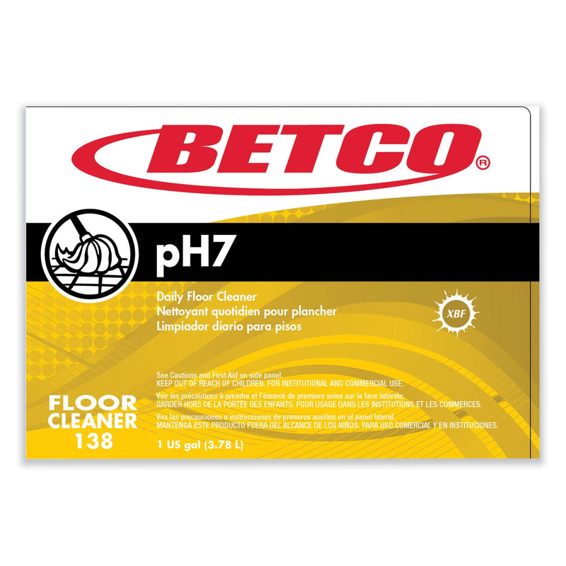 Betco® pH7 Floor Cleaner, Lemon Scent, 1 gal Bottle, 4/Carton (BET1380400) Case of 4