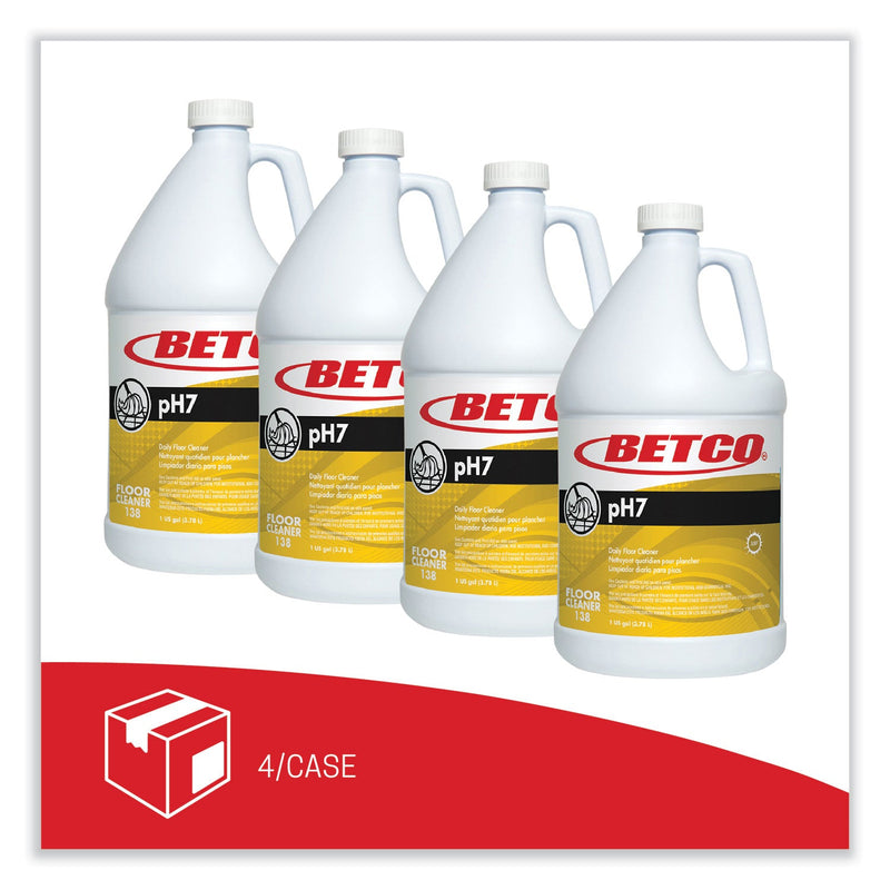 Betco® pH7 Floor Cleaner, Lemon Scent, 1 gal Bottle, 4/Carton (BET1380400) Case of 4