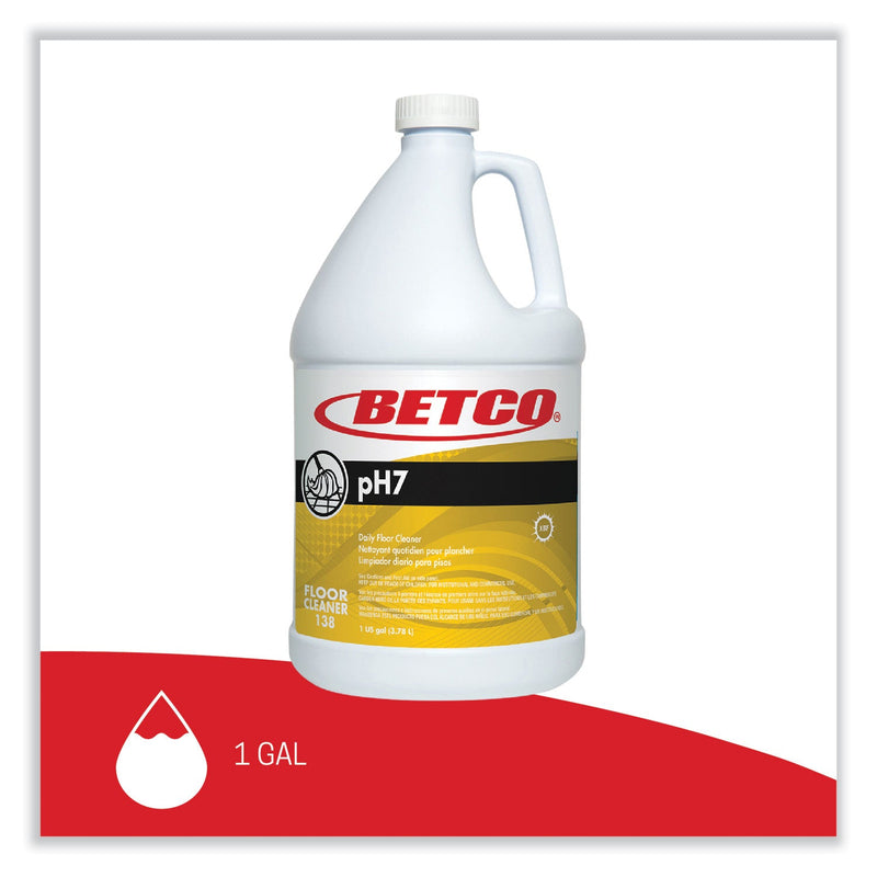 Betco® pH7 Floor Cleaner, Lemon Scent, 1 gal Bottle, 4/Carton (BET1380400) Case of 4