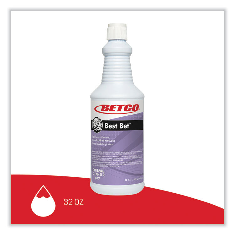 Betco® Best Bet Liquid Creme Cleanser, Mint, 32 oz Bottle, 12/Carton (BET771200)