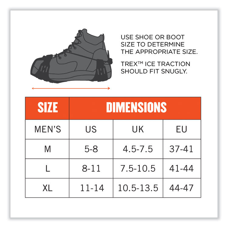 ergodyne® Trex 6310 Adjustable Slip-On Ice Cleats, X-Large, Black, Pair, Ships in 1-3 Business Days (EGO16775) 1 Pair