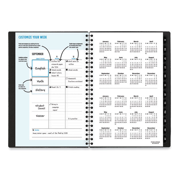 Five Star® Academic Year Customizable Student Weekly/Monthly Planner, 8.5 x 6.75, 12-Month (July to June), 2024 to 2025 (AAGCAW45100) Each