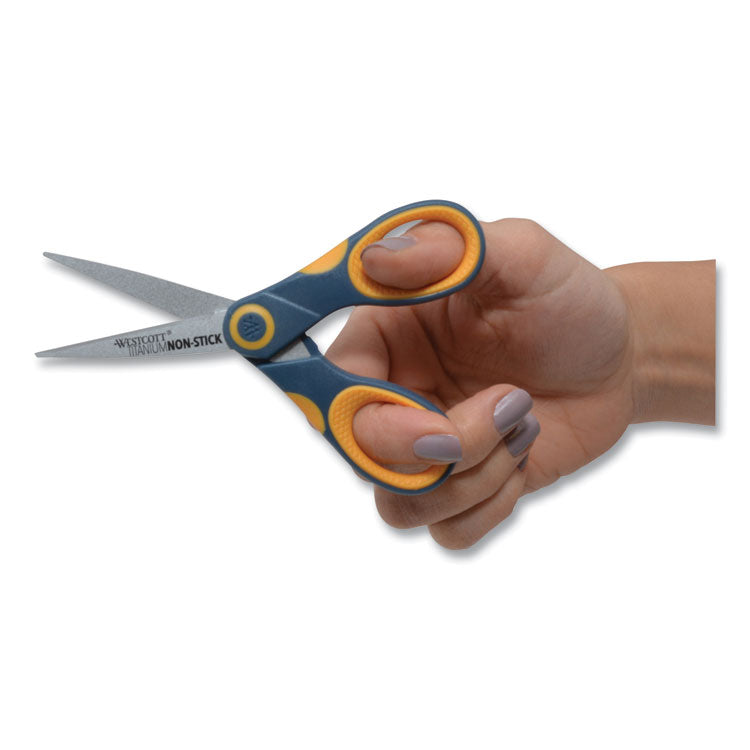 Westcott® Titanium Bonded Scissors, 5" Long, Gray/Orange Straight Handle (WTC14881) Each
