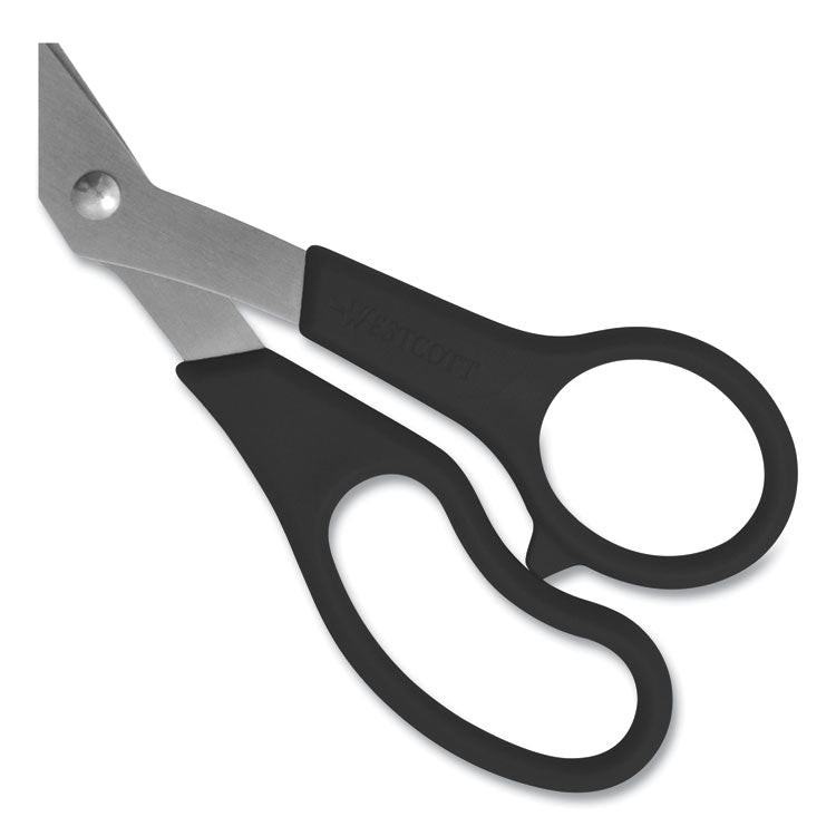 Westcott® Value Line Stainless Steel Shears, 8" Long, 3.5" Cut Length, Black Offset Handles, 3/Pack (ACM13402)