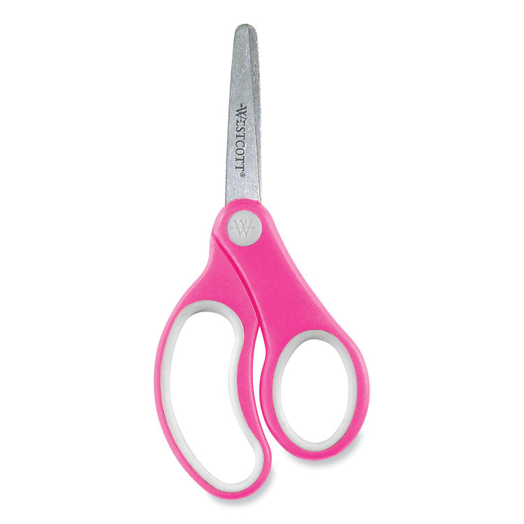 Westcott® Soft Handle Kids Scissors, Rounded Tip, 5" Long, 1.75" Cut Length, Assorted Straight Handles, 12/Pack (ACM15971) Pack of 12