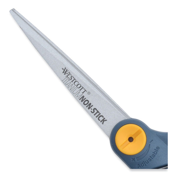 Westcott® Non-Stick Titanium Bonded Scissors, 8" Long, 3.25" Cut Length, Gray/Yellow Bent Handle (ACM14850) Each