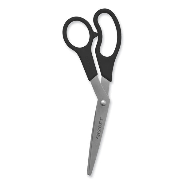 Westcott® Value Line Stainless Steel Shears, 8" Long, 3.5" Cut Length, Black Offset Handles, 3/Pack (ACM13402) Pack of 3