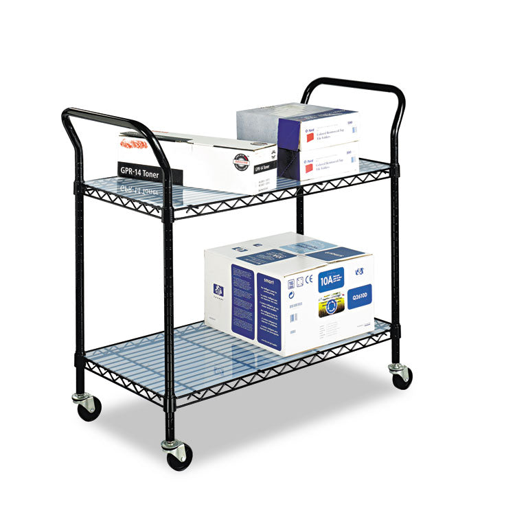 Safco® Wire Utility Cart, Metal, 2 Shelves, 400 lb Capacity, 43.75" x 19.25" x 40.5", Black (SAF5337BL) Each