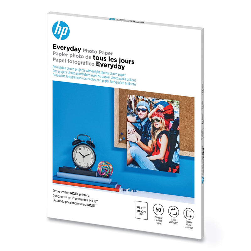 HP Everyday Photo Paper, 8 mil, 8.5 x 11, Glossy White, 50/Pack (HEWQ8723A) Pack of 50