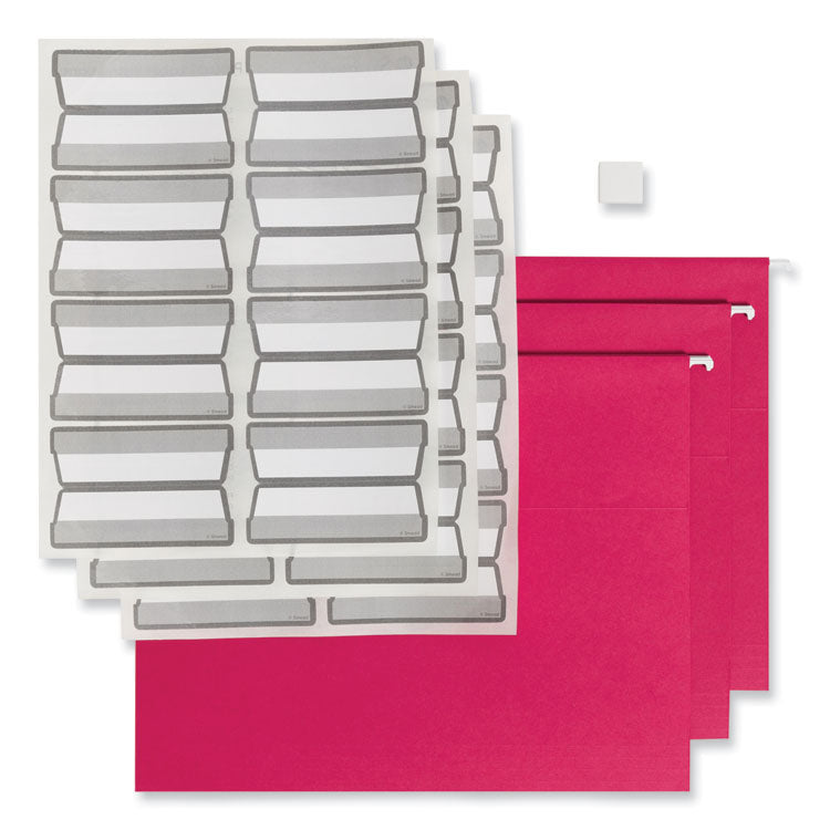 Smead™ Colored Hanging File Folders with ProTab Kit, Letter Size, 1/3-Cut, Red (SMD64197)