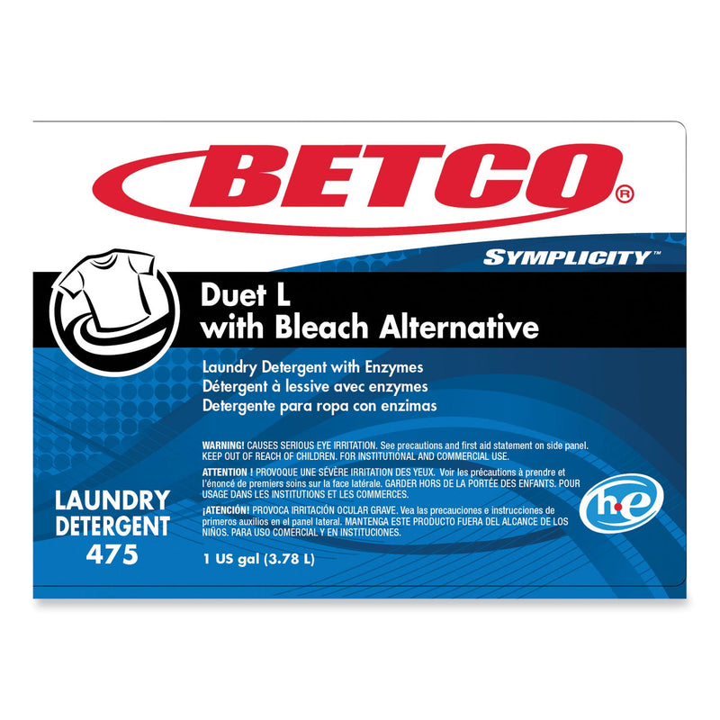 Betco® Symplicity Duet L Laundry Detergent, 1 gal, Fresh Scent, 4/Carton (BET4750400)