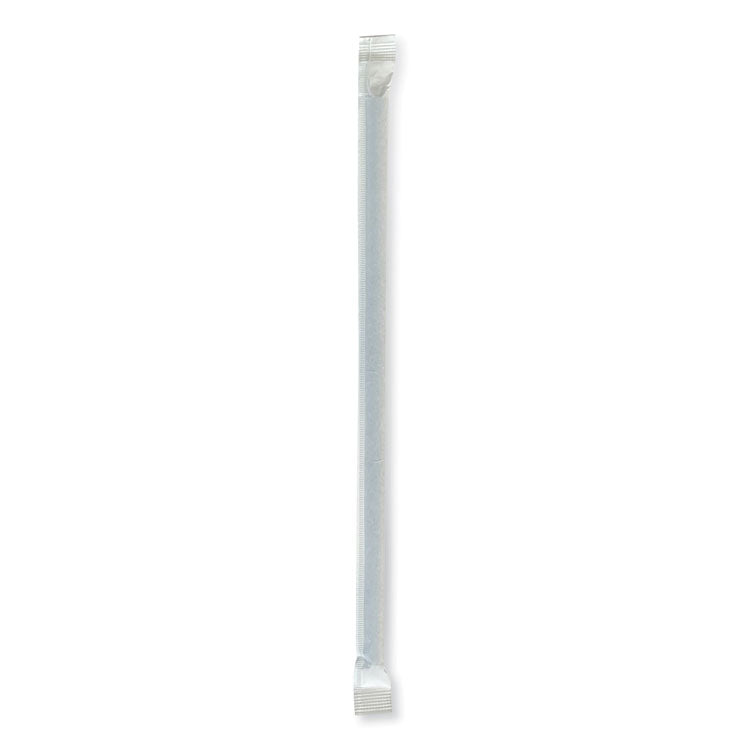 Boardwalk® Wrapped Jumbo Straws, 7.75", Polypropylene, Black, 250/Pack, 50 Packs/Carton (BWKJSTW775B)