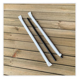 Boardwalk® Wrapped Jumbo Straws, 7.75", Polypropylene, Black, 250/Pack, 50 Packs/Carton (BWKJSTW775B)