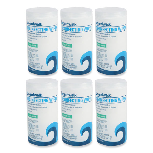 Boardwalk® Disinfecting Wipes, 7 x 8, Fresh Scent, 75/Canister, 6 Canisters/Carton (BWK454W75) Case of 6