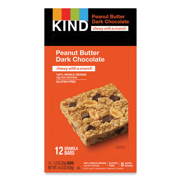 KIND Healthy Grains Bar, Peanut Butter Dark Chocolate, 1.2 oz, 12/Box (KND18083)