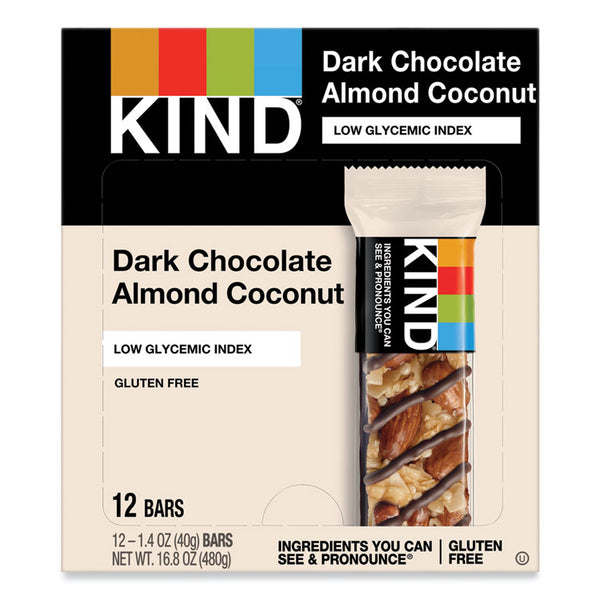 KIND Fruit and Nut Bars, Dark Chocolate Almond and Coconut, 1.4 oz Bar, 12/Box (KND19987)