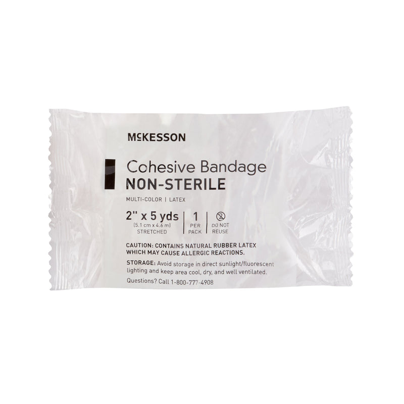 McKesson Cohesive Bandage 2 Inch X 5 Yard Self-adherent Closure Purple / Pink / Green / Light Blue / Royal Blue / Red NonSterile Standard Compression (464156_CS) 36/CS