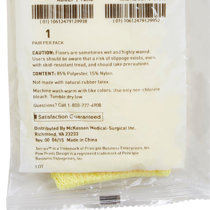 McKesson Terries™ Slipper Socks Unisex Toddler Single Tread Single Patient Use Yellow (334872_CS) 48/CS