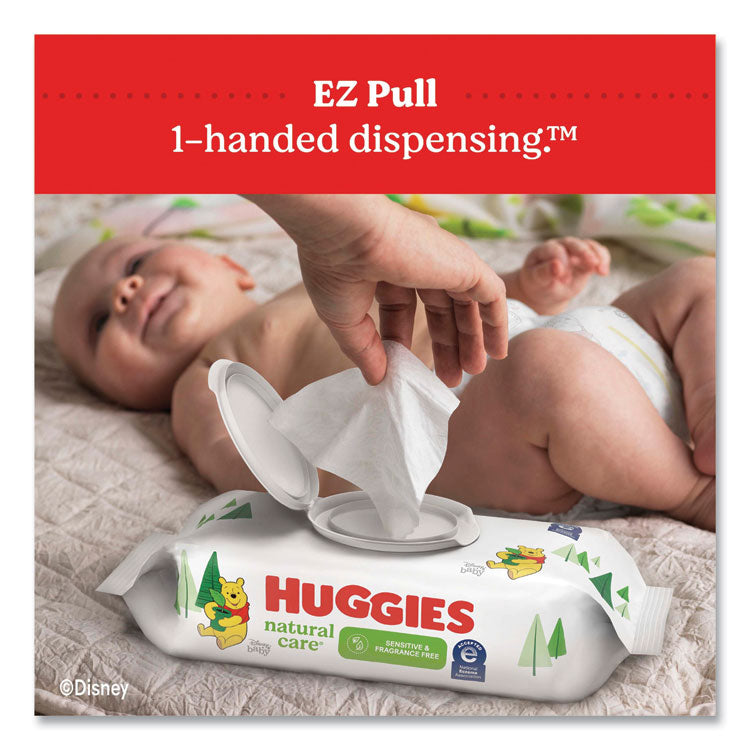 Huggies® Natural Care Sensitive Baby Wipes, 1-Ply, 3.88 x 6.6, Unscented, White, 56/Pack, 8 Packs/Carton (KCC31803)