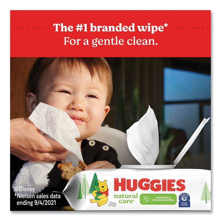 Huggies® Natural Care Sensitive Baby Wipes, 1-Ply, 3.88 x 6.6, Unscented, White, 56/Pack, 8 Packs/Carton (KCC31803)